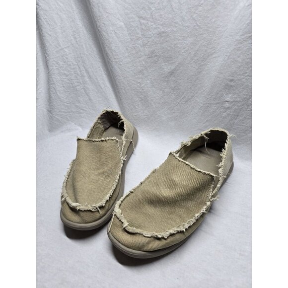 Crocs Santa Cruz Canvas Slip-On Shoes Loafers Men's 10 Tan Khaki Distressed Vibe - Picture 15 of 16